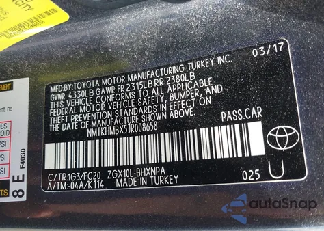 2018 Toyota C-Hr Xle z USA, uszkodzony, nr VIN NMTKHMBX5JR008658